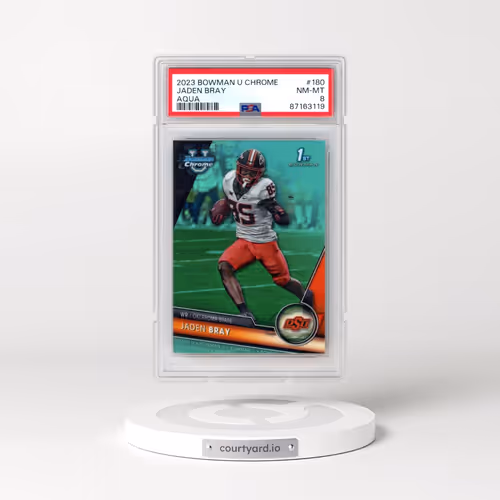 2023 Bowman University Chrome #180 Jaden Bray - Aqua Refractor (PSA 8 NM-MT)
