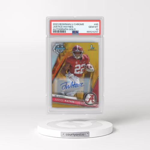 2023 Bowman University Chrome #85 Justice Haynes - Autograph-Gold Refractor (PSA 10 GEM MINT)