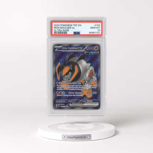 2024 Pokémon Tef EN-Temporal Forces #192 Iron Boulder EX - Holo Ultra Rare (PSA 10 GEM MINT)