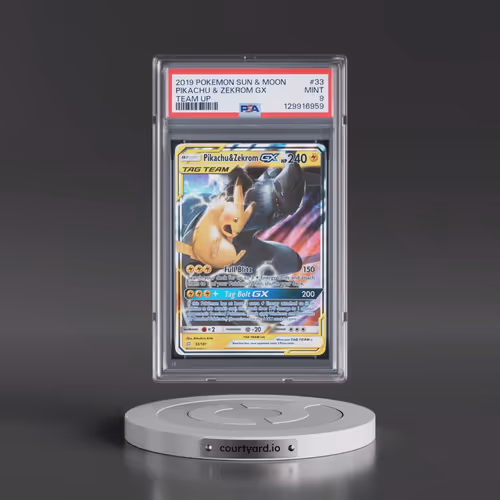 2019 Pokémon Sun & Moon Team Up #33 Pikachu & Zekrom GX - Holo (PSA 9 MINT)