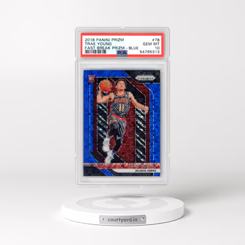 2018 Panini Prizm #78 Trae Young - Fast Break Prizm-Blue (PSA 10 GEM MINT)