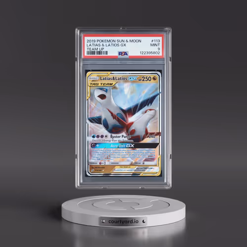 2019 Pokémon Sun & Moon Team Up #113 Latias & Latios GX - Holo (PSA 9 MINT)