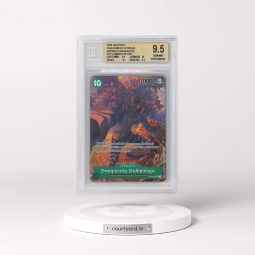 2023 One Piece Card Game Kingdoms of Intrigue #OP04031 Donquixote Doflamingo ALT ART SR (BGS 9.5 GEM