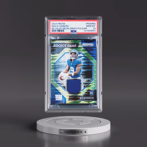 2024 Panini Prizm Rookie Gear #RGMNS Malik Nabers - Neon Green Pulsar (PSA 10 GEM MINT)