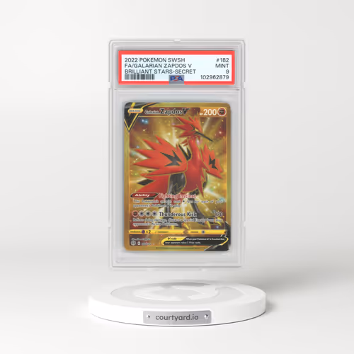 2022 Pokémon Sword & Shield Brilliant Stars #182 Galarian Zapdos V - Holo Full Art Secret (PSA 9 MINT)