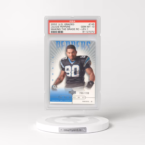 2002 Upper Deck Graded #145 Julius Peppers - Making the Grade RC-Lev.1 (PSA 10 GEM MINT)