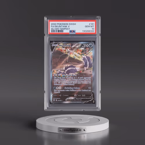 2022 Pokémon Sword & Shield Silver Tempest #181 Skuntank V - Holo Full Art (PSA 10 GEM MINT)