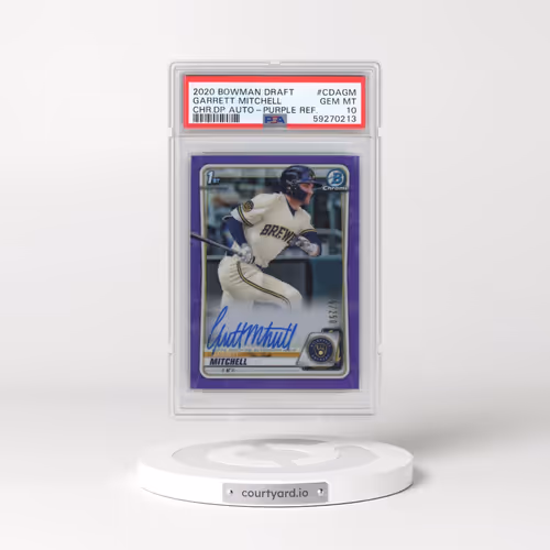 2020 Bowman Draft Chrome Draft Picks Autographs #CDAGM Garrett Mitchell - Purple Refractor (PSA 10 G