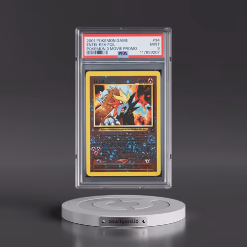 2001 Pokémon Game Movie #34 Entei - Reverse Foil Pokemon 3 Movie Promo (PSA 9 MINT)
