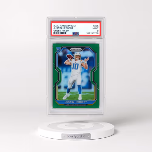 2020 Panini Prizm #325 Justin Herbert - Green Prizm (PSA 9 MINT)
