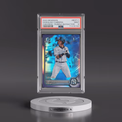 2022 Bowman Chrome Prospects #BCP17 Oswaldo Cabrera - Purple Refractor (PSA 9 MINT)