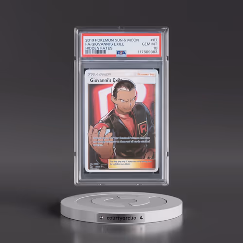 2019 Pokémon Sun & Moon Hidden Fates #67 Giovanni's Exile - Full Art (PSA 10 GEM MINT)