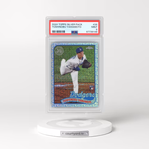 2024 Topps Silver Pack 1989 Chrome Promo #26 Yoshinobu Yamamoto - Series 2 (PSA 9 MINT)