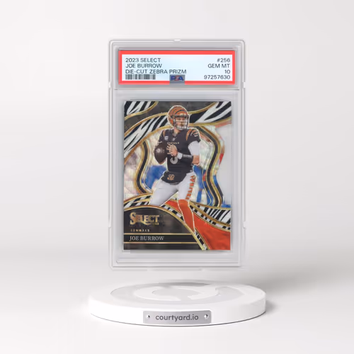2023 Panini Select #256 Joe Burrow - Die-Cut Zebra Prizm (PSA 10 GEM MINT)