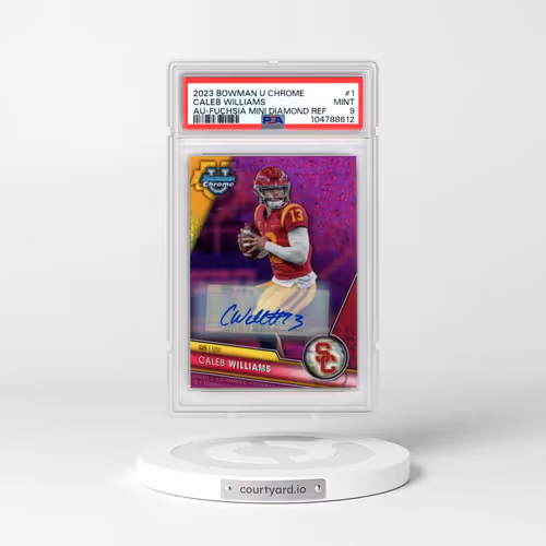 2023 Bowman University Chrome #1 Caleb Williams - Autograph-Fuchsia Mini Diamond Refractor (PSA 9 MINT)