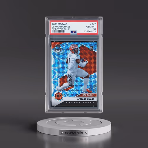 2021 Panini Mosaic #247 JA'Marr Chase - Reactive Blue (PSA 10 GEM MINT)
