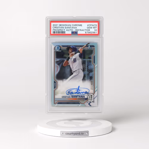 2021 Bowman Chrome Prospect Autographs #CPACS Cristian Santana - Refractor (PSA 10 GEM MINT)