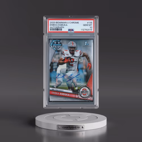 2023 Bowman University Chrome #115 Emeka Egbuka - Autograph (PSA 10 GEM MINT)