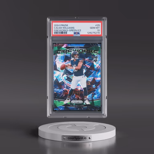 2024 Panini Prizm Fireworks #25 Caleb Williams - Green Ice (PSA 10 GEM MINT)