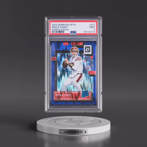 2022 Panini Donruss Optic #277 Brock Purdy - Purple Shock (PSA 9 MINT)