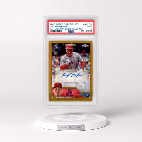 2023 Topps Chrome Update Autograph #ACLOH Logan O'Hoppe - Gold Wave Refractor (PSA 9 MINT)