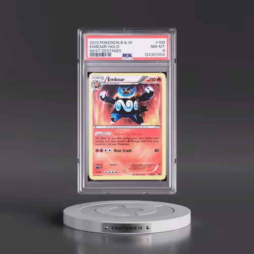 2012 Pokémon Black & White Next Destinies #100 Emboar - Holo (PSA 8 NM-MT)