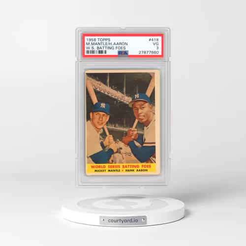 1958 Topps #418 Mickey Mantle/Hank Aaron - World Series Batting Foes (PSA 3 VG)