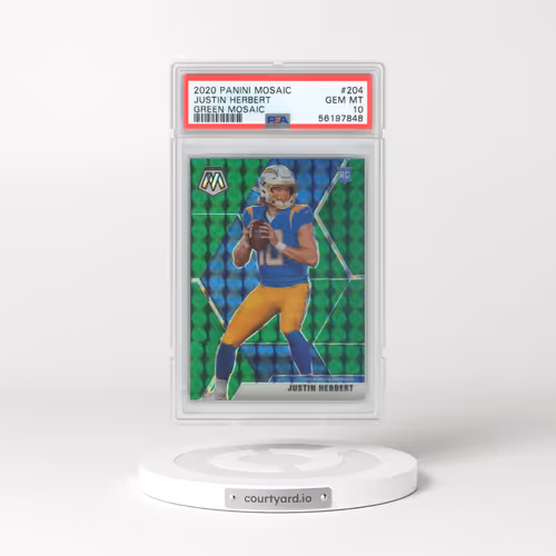 2020 Panini Mosaic #204 Justin Herbert - Green Mosaic (PSA 10 GEM MINT)