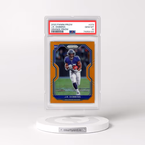 2020 Panini Prizm #379 J.K. Dobbins - Orange Prizm (PSA 10 GEM MINT)