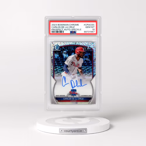 2023 Bowman Chrome Prospect Autographs #CPACDC Carlos de La Cruz - Speckle Refractor (PSA 10 GEM MIN