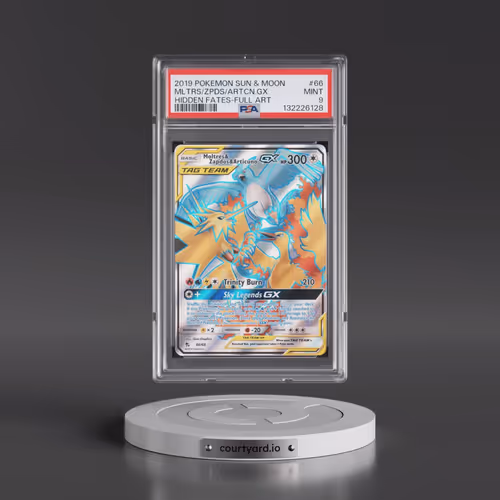 2019 Pokémon Sun & Moon Hidden Fates #66 Moltres & Zapdos & Articuno GX - Holo Full Art (PSA 9 MINT)