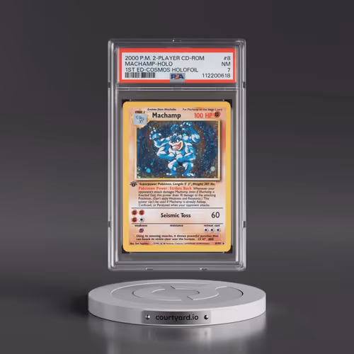 2000 Pokémon 2-Player CD-Rom Starter Set #8 Machamp - 1st Edition Cosmos Holofoil (PSA 7 NM)