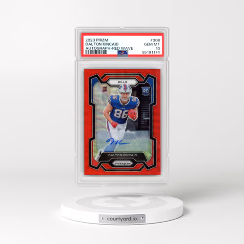 2023 Panini Prizm #308 Dalton Kincaid - Autograph-Red Wave (PSA 10 GEM MINT)