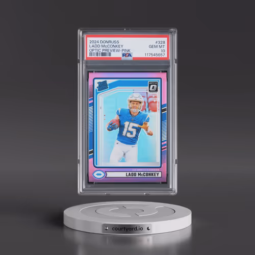 2024 Panini Donruss #328 Ladd McConkey - Optic Preview-Pink (PSA 10 GEM MINT)