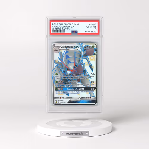 2019 Pokémon Sun & Moon Hidden Fates #SV48 Golisopod GX - Holo Full Art (PSA 10 GEM MINT)