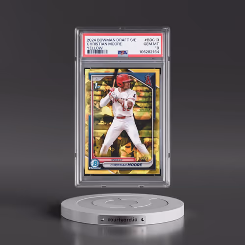 2024 Bowman Draft Sapphire Edition #BDC13 Christian Moore - Yellow (PSA 10 GEM MINT)
