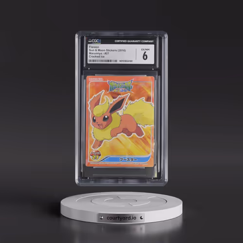 2016 Sun & Moon Stickers (Marumiya Num Btm Left) - Japanese #27 Flareon - Cracked Ice (CGC 6 EX-NM)