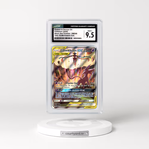 2020 Sun & Moon Promos #SM240 Espeon & Deoxys GX - Full Art Holo TAG TEAM Powers Collection (CGC 9.5 MINT+)