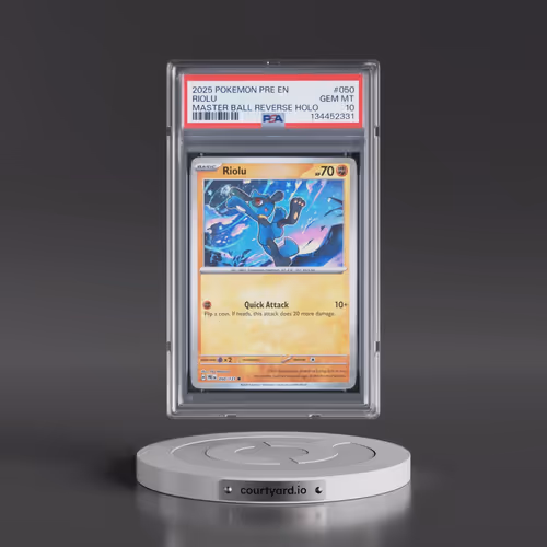 2025 Pokémon Pre EN-Prismatic Evolutions #050 Riolu - Reverse Holo Master Ball (PSA 10 GEM MINT)