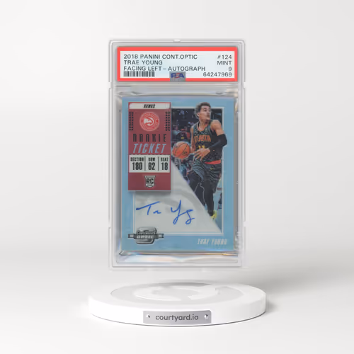 2018 Panini Contenders Optic #124 Trae Young - Facing Left-Autograph (PSA 9 MINT)