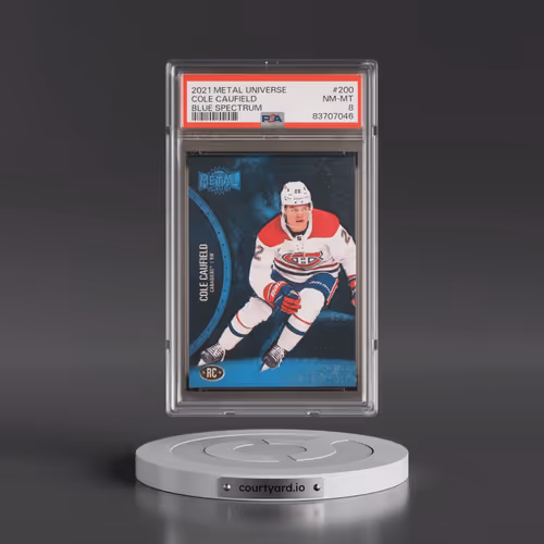 2021-2022 Skybox Metal Universe #200 Cole Caufield - Blue Spectrum (PSA 8 NM-MT)