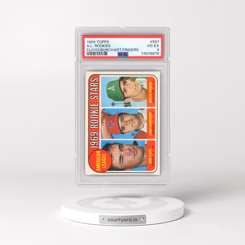 1969 Topps #597 A.L. Rookies - Floyd/Burchart/Fingers (PSA 4 VG-EX)