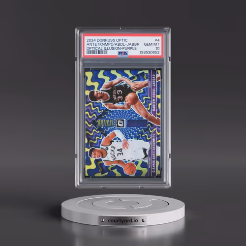 2024 Panini Donruss Optic Optical Illusions #4 Giannis Antetokounmpo/Kareem Abdul-Jabbar - Purple (P