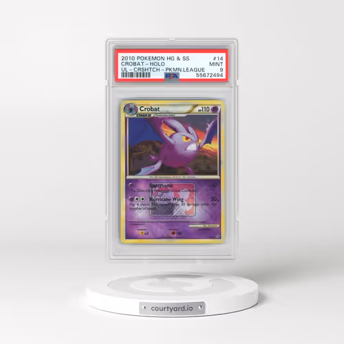2010 Pokémon Heartgold & Soulsilver Unleashed #14 Crobat - Holo Crosshatch-2010 Pokemon League (PSA 9 MINT)