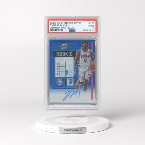 2020 Panini Contenders Optic #120 Tyrese Maxey - Autograph-Blue (PSA 9 MINT)