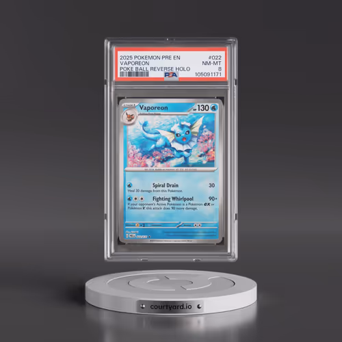 2025 Pokémon Pre EN-Prismatic Evolutions #022 Vaporeon - Reverse Holo Poke Ball (PSA 8 NM-MT)