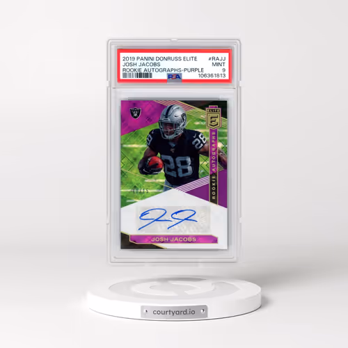 2019 Panini Donruss Elite Rookie Autographs #RAJJ Josh Jacobs - Purple (PSA 9 MINT)