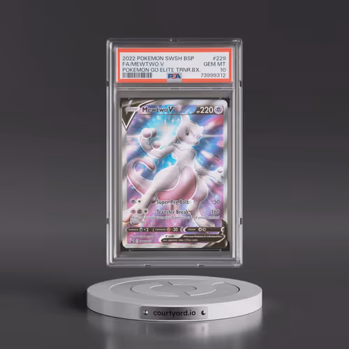 2022 Pokémon Swsh Black Star Promo #229 Mewtwo V - Holo Full Art Pokemon Go Elite Trainer Box (PSA 1