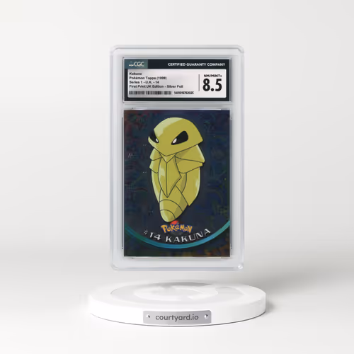 1999 Series 1 (Circular Nintendo Seal) #14 Kakuna - 1st Print UK Ed (Blue Topps Logo) Silver Foil (Smooth) (CGC 8.5 NM-MT+)