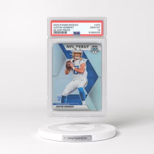 2020 Panini Mosaic #263 Justin Herbert - Silver Prizm (PSA 10 GEM MINT)
